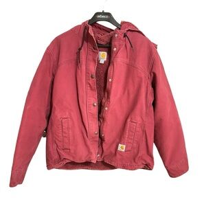 Carhartt women’s large sherpa lined heavy duty jacket raspberry sz large